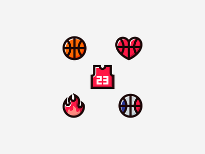 Basketball Icons app application balls basketball basketball court bball concept fire flat hoops jordan logo logo design minimal rucker park streetball