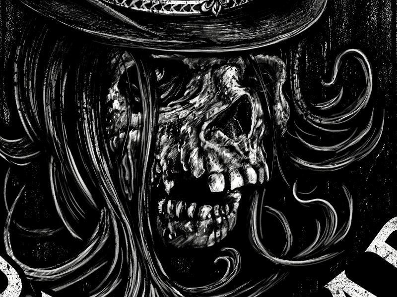 Haunted House VIP T-shirt Illustration black and white top hat demon monster skeleton t-shirt haunted house illustration
