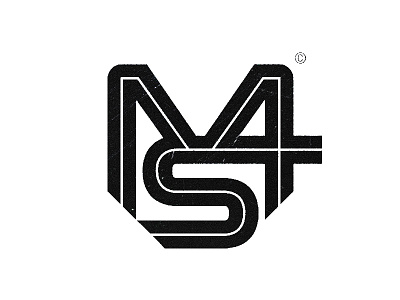 MS4 letter logo mark ribbonsm sport symbol