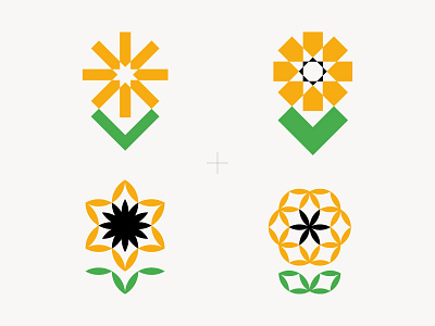 Sunflower flower green illustration mark sun sunflower symbol yellow