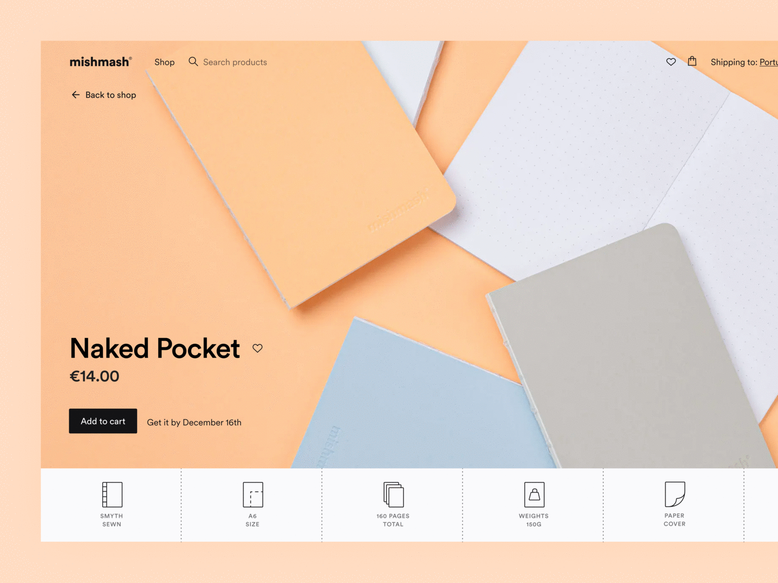 mishmash® — Product ecommerce features iconography minimal mishmash notebook product page significa stationery ui ux