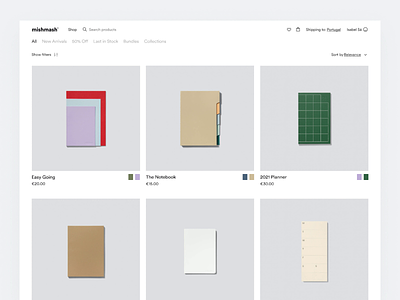 mishmash® — Shop with Filtering ecommerce filters mishmash navigation notebook product shop significa sorting stationery ui ux