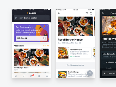 Oopsie — Home & Restaurant android food ios mobile app oopsie restaurant significa ui ui ux