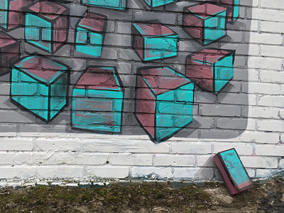 B R I C K artwork brick cubism geometric hyperconfidence illustrator neon streetart telliskivi