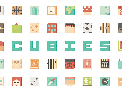 Cubies block cat cube cute iconography icons mushroom square