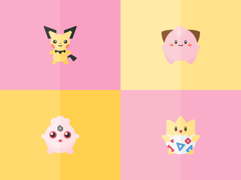 New Pokémon freebies game iconography icons pikachu cleffa pichu togepi igglybuff pokémon