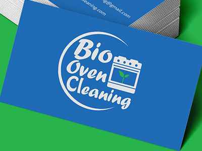 Bio Oven Cleaning Card / Logo Design bio blue business card card cleaning design green logo