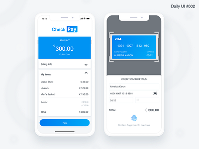 Credit Card Checkout - #002 art blue challenge daily daily ui design flat identity inspiration interface ui ui design