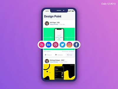Social Share Design - #010 daily daily ui design fevialmeida flow inspiration interaction prototype share ui ux ux design