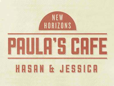 Paula's Cafe poster texture typography