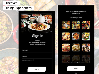 Discover Dining Experiences awesome branding cleandesign login page sketch ui design