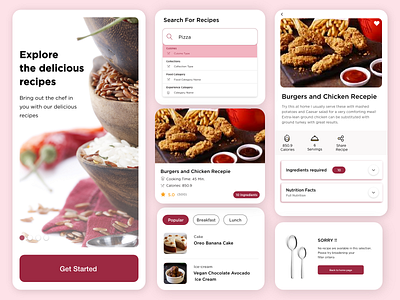 Recipe App awesome clean cleandesign community design kitchen maintenance page recipe red restaurant template ui underconstruction yumm