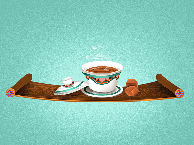 cup and tea cartoon illustration retro