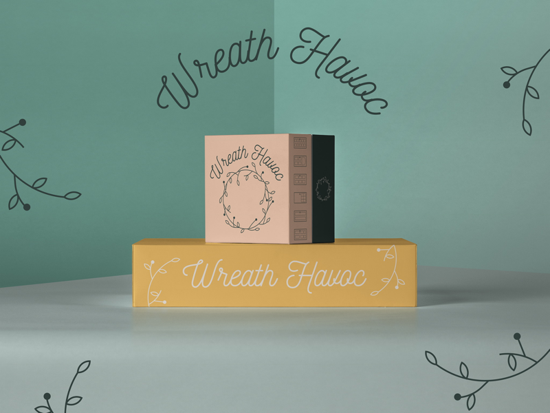 Wreath Havoc Branding package design logo wreath company branding