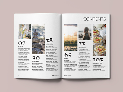 Up North - editorial design content page creative direction editorial editorial design editorial layout hygge index page layout layout design magazine magazine design minimalism playful print print design slow living visual identity
