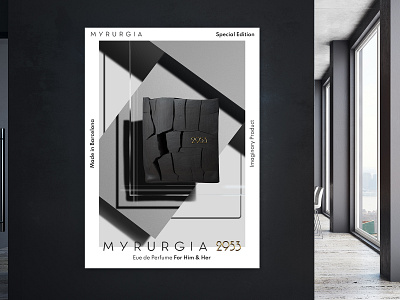 Myrurgia - luxury perfume poster 3dscape art deco branding conceptual creative direction euedeperfume fragrance him and her limited edition luxury made in barcelona myrurgia packaging design perfume perfume packaging poster poster design sculptural time capsule
