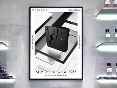 Myrurgia - luxury perfume poster 3dscape art deco branding conceptual creative direction eue de perfume fragrance him and her limited edition luxury made in barcelona myrurgia packaging design perfume perfume packaging popup shop poster poster design sculptural time capsule