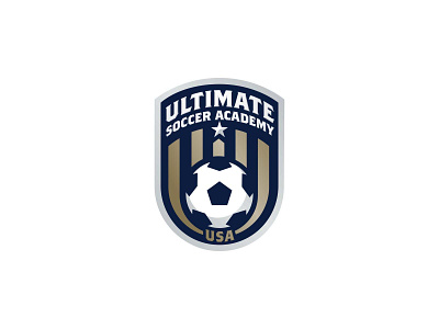 Ultimate Soccer Academy branding crest logo shield soccer