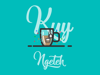 Kuy Ngeteh flat design happy identity illustration indonesia line morning tea type typography vector