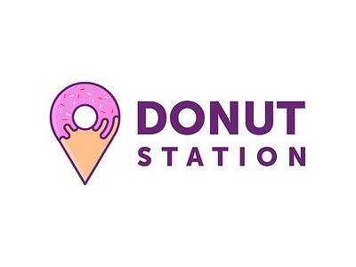 Logo Point application donut elegant food icon logo point simple snack