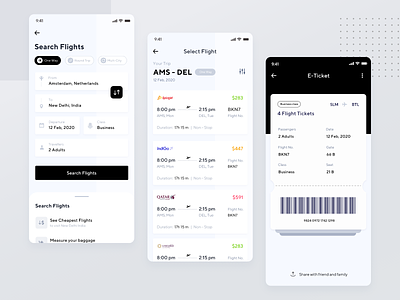Flight App UI design + Free UI Kit