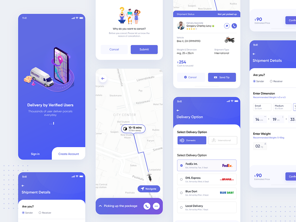 Parcel Delivery App by Shashank Kaushik on Dribbble