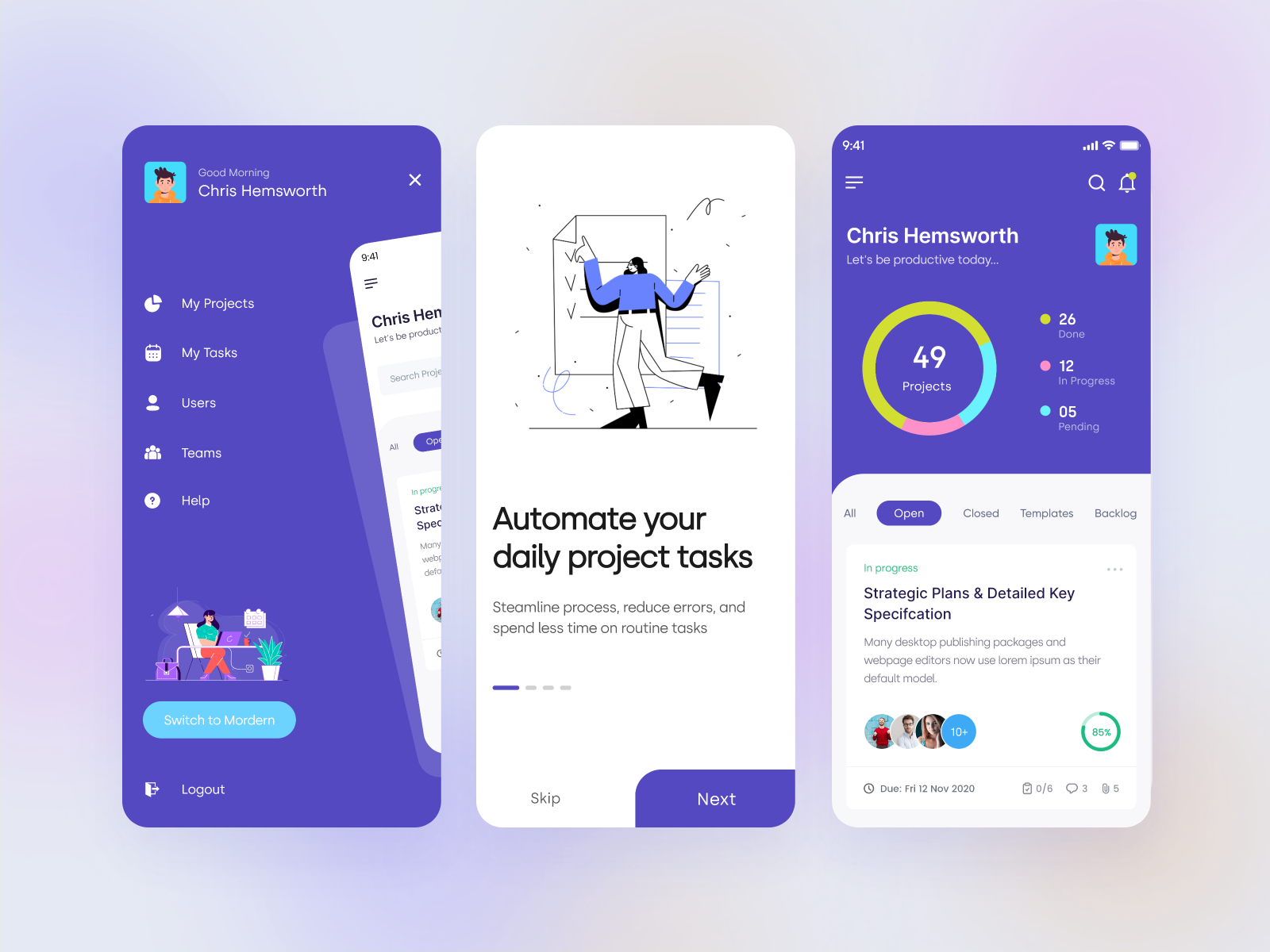 Project Management App Concept_Mobile UI by Shashank Kaushik on Dribbble