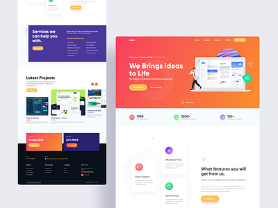 Digital Agency - Landing Page application application design branding concept design design divi theme elegant design finance app illustrations landing page landing page concept landing page design landing page ui ui uiux ux website design