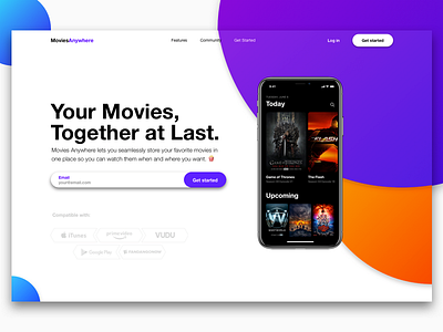 Movie Apps Landing Page Design concept