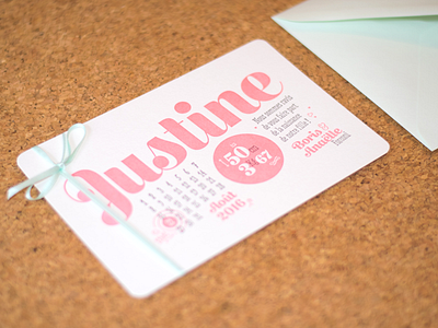 Justine announcement card