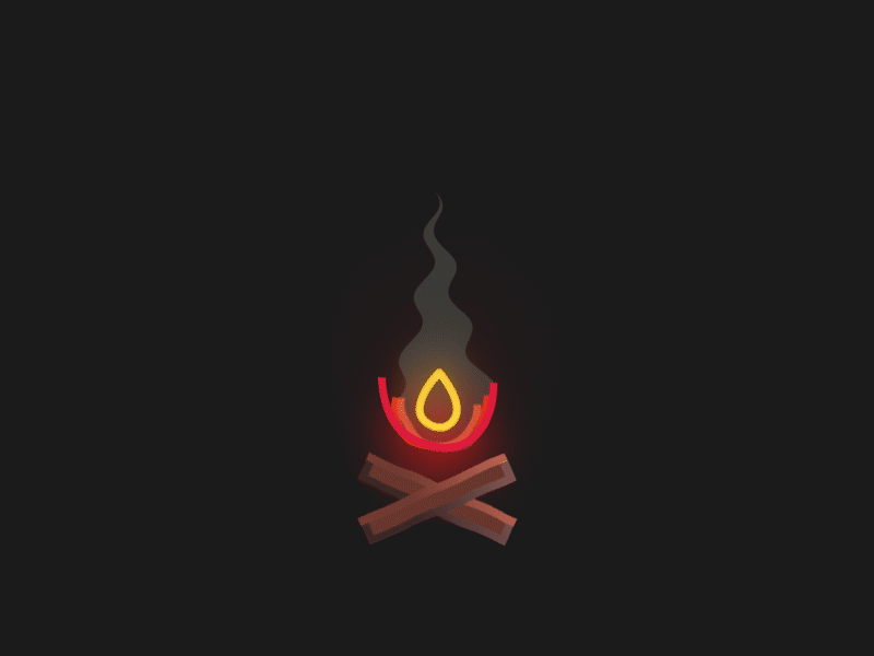 Camp Fire 2d after effects animation camp fire camping fire gif illustration motion graphics nature night red summer summer camp wood