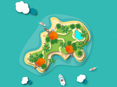 PAPERCRAFT ISLAND island papercraft seaside shakeebclicks teal