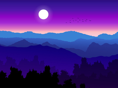 Sunrise Landscape - Mist illustration landscape morning mountains vector