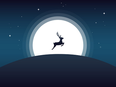 Reindeer design hill illustration moon mountain reindeer vector