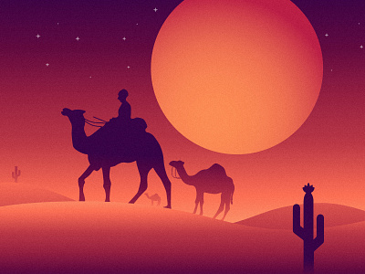 Camels - Desert camel desert hot illustration orange sand sunset temperature vector