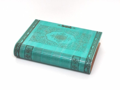 Teal Book Box with Latch, Living Hinge and Spellbook Design