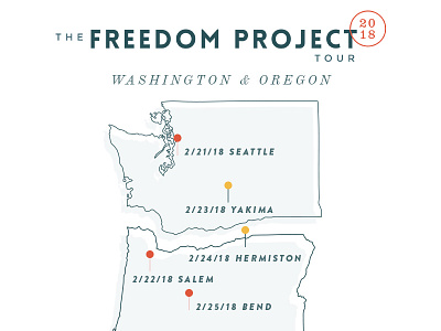 Freedom Project West Coast Tour map oregon seattle states west coast