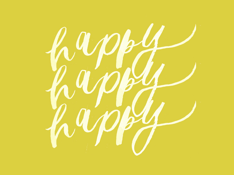 Happy hand written hand writing brush lettering hand lettering lettering mustard yellow yellow calligraphy