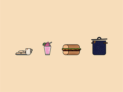 Nola Food Icons beignet coffee coffee cup daquiri donut day food food and drink food illustration gumbo icons new orleans pastry poboy sandwich smoothie