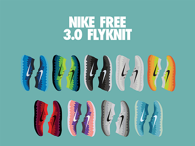 Nike Free 3.0 Flyknit Illustration design graphic icon illustration nike sneakers vector