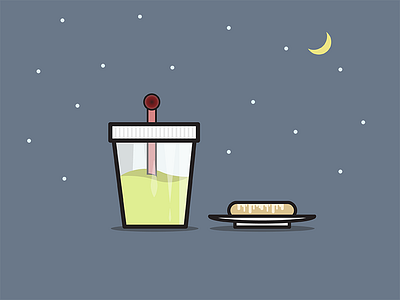 Midnight Snack design donut fun graphic icon illustration illustrator moon tea vector