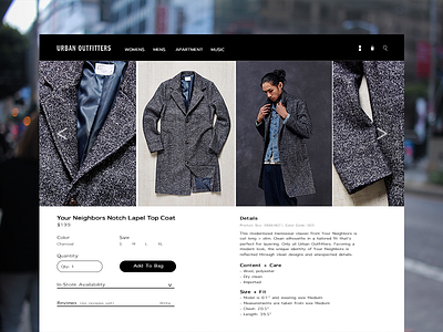 Urban Outfitters Product Page clothing ecommerce fashion grid layout product product page ui ux visual design web design