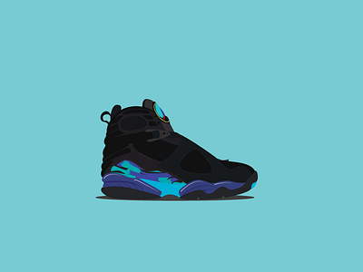 Air Jordan 8 Aqua blue icon illustration illustrator jordan shoe sneakerhead sneakers vector