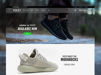 YZY Online Store adidas clothing header interface kanye landing page layout sneakerhead ui ux web website