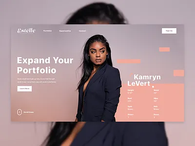 Estelle Modeling Landing Concept atlanta concept fashion grid landing page modeling photo photography portfolio shapes template typography ui ui design ux