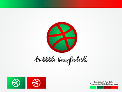 Bangladeshi Flag Color Presentation with Dribbble Logo