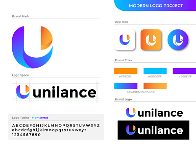 Unilance Modern Logo Project abstract agency logo assessment brand branding design designers logo gird gradient logo identity logo logo system maker mark logo modern logo morden oprofessionals process u logo