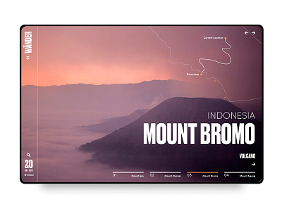 Mount Bromo Interface desktop mountbromo travel travel app typogaphy ui uidesign userinterface ux uxdesign uxdesigner webdesign webdesigner