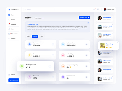Dashboard Concept app cocolabs cocorico colorful dashboard dashboard app dashboard design design graph interface marketplace ratings rounded shadows sketch stats ui ux web webdesign