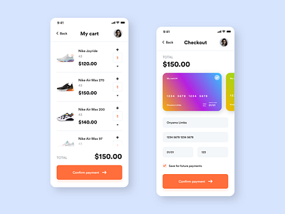 Mobile Checkout Concept android app cart checkout colorful design interface ios mobile nike payment shoe shoes shopping shopping cart sketch ui ux